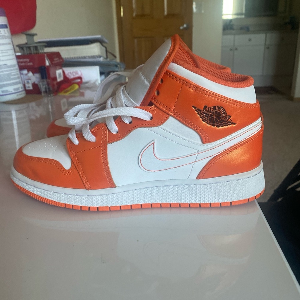 Nike Orange and White Sneakers with Air Jordan Design